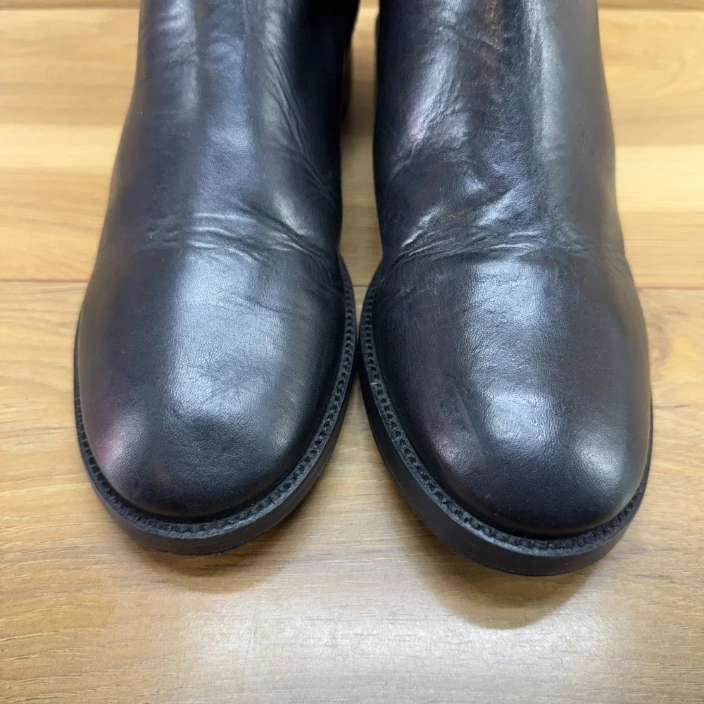 Tory Burch Claremont Tall Quilted Boots 9 M Black Leather Back Zip Riding Knee